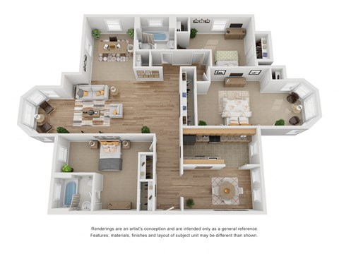3D 3 x 2 floor plan
